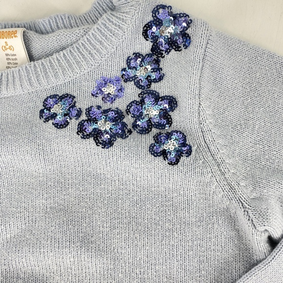 Gymboree Winter Blossom Blue Sequin Sweater Size 5/6 Embroidered - Picture 4 of 7